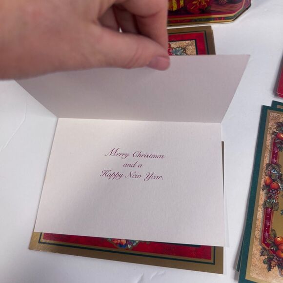 Raphael Tuck & Sons VTG Christmas Cards in Metal Tin w/ Envelopes Holiday - Picture 10 of 12